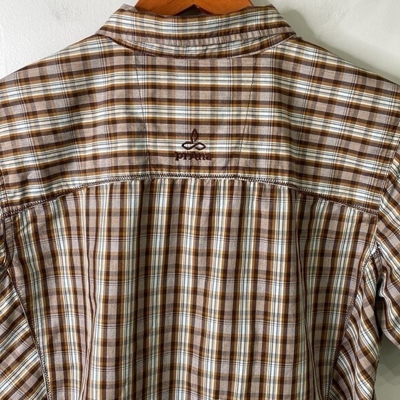Prana Pearl Snap Plaid Checkered Short Sleeve Button Down Shirt Organic Cotton - Picture 6 of 15